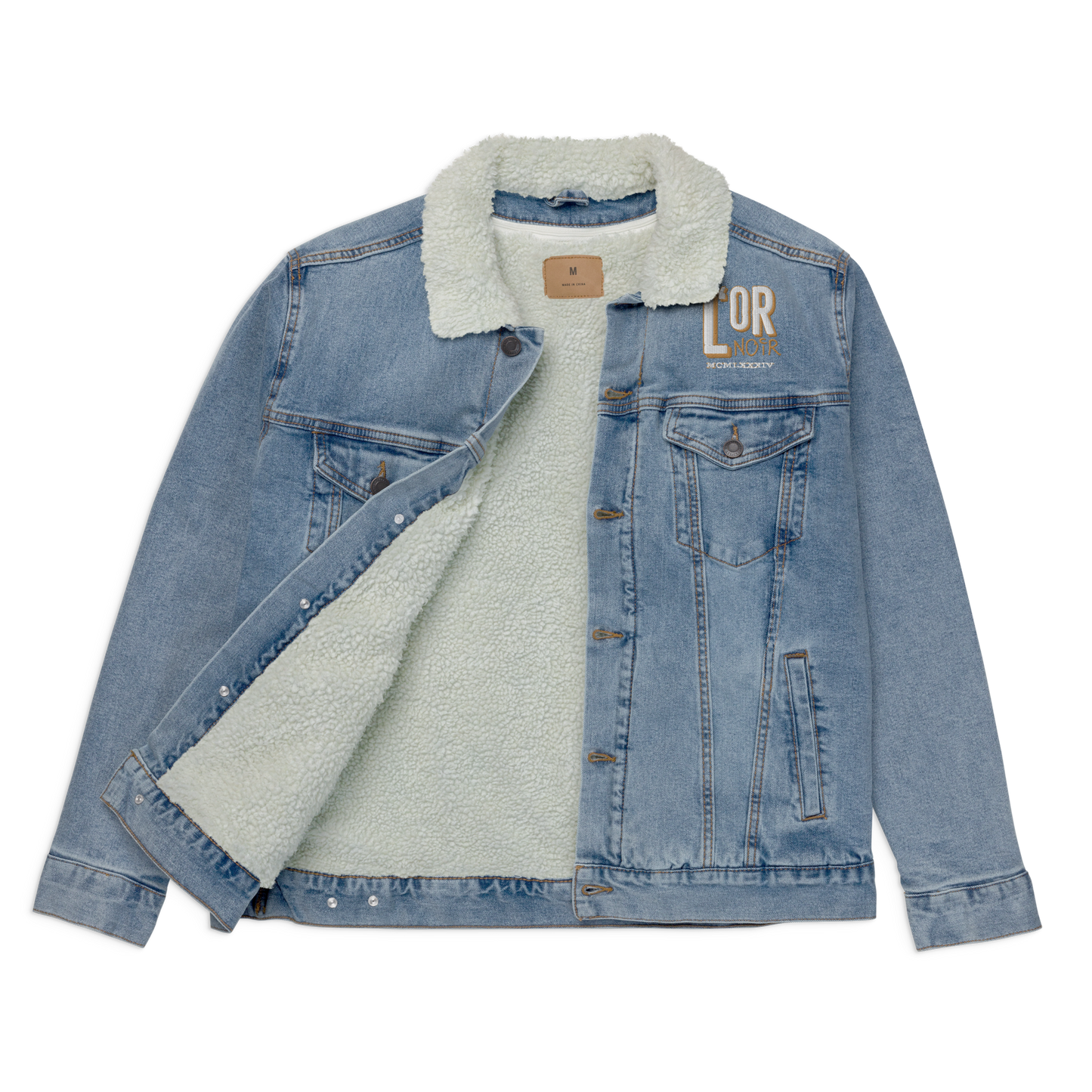 Color Block denim sherpa jacket